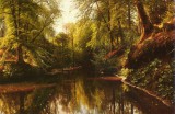 小溪深处 山水田园风景 古典油画