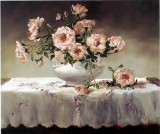 大芬村纯手绘油画 订做油画 印象花卉 桌上的玫瑰