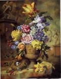 大芬村纯手绘油画 订做油画 古典花卉油画玫瑰和鸢尾花