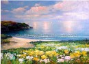海边的花田 印象风景油画 大芬村纯手绘油画