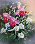 鸢尾花和马蹄莲油画大芬村油画 纯手绘写实花卉