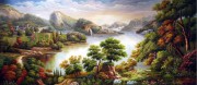 中国山水油画 大芬村油画订做 客厅办公室风水油画