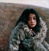 写实人物油画 西藏油画 纯真的小女孩