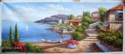 地中海花园景油画dzh01 手绘油画批发