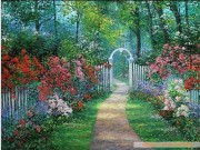 花园风景油画 森林中的花园 餐厅卧室油画