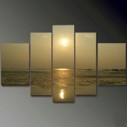五拼大海景油画 晨光海景 海浪沙滩 写实风景油画