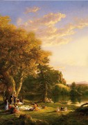 欧洲古典风景油画 草地上的聚会 高档风景油画 客厅酒店油画