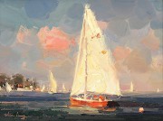 印象帆船 大海景油画 手绘油画 欧美风格油画