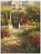 花园风景油画 别墅油画 欧美风景油画