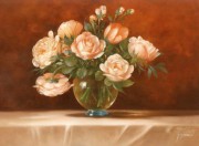 花瓶中的玫瑰花油画 XSH036