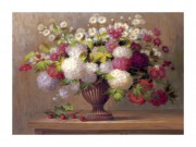 桌台上的花 写实花卉油画 XSH044