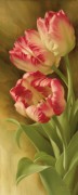 三朵粉色鸢尾花油画 写实花卉油画