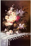 桌台上的古典花卉油画 GDH058
