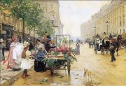 古典人物油画 巴黎皇家街