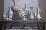 中国古典花瓶和酒杯油画 中国静物油画ZGJW049