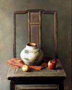 靠背椅上的陶瓷罐 中国静物油画 ZGJW038