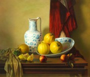 桌上的水果油画 中国静物油画 ZGJW015