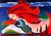 音乐仙子油画 小提琴油画 抽象装饰油画 CXYQ018