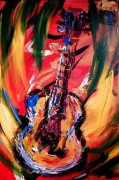 疯狂的吉他 抽象乐器油画 装饰油画 酒店油画 CXYQ020