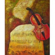 小提琴和音符油画 抽象装饰油画 CXYQ0241