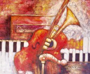 美丽乐器油画 抽象装饰油画 CXY037