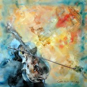 小提琴油画 手绘油画 抽象装饰油画 乐器油画 CXYQ050