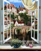 美丽的威尼斯水城油画 门窗景油画 MCJ005