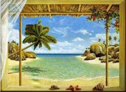 窗外的大海景油画 海景油画 MCJ002