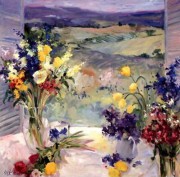 窗边的风景油画 花卉油画 MCJ020