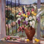 窗角的花油画 门窗景油画 MCJ022
