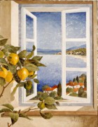 窗外的海景 门窗景油画 MCJ043