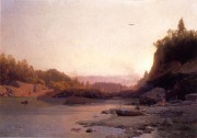 古典风景油画 河边的树林 HL003