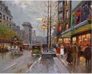 巴黎街景油画 店面景 BLJJ0101