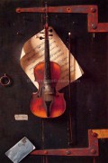 古典静物油画 小提琴油画