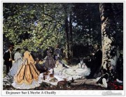 莫奈油画  Claude Monet 草地上的聚会