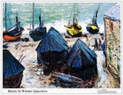 莫奈油画 Claude Monet 海边的船