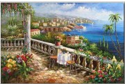 地中海风景油画 刀画油画 0013