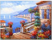 地中海风景油画 刀画油画 0047