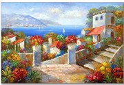 地中海风景油画 刀画油画 0041