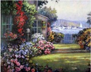 海边的花园 风景油画 大芬村油画 HYJ111