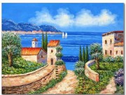 地中海风景油画 刀画油画 0039