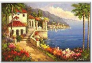 地中海风景油画 刀画油画 0027