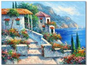 地中海风景油画 刀画油画 0051