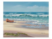 大海沙滩油画 平静大海洁白沙滩 DHST011