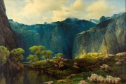 古典风景油画 高山流水油画 GSLS056