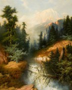 古典风景油画 高山流水油画 GSLS054
