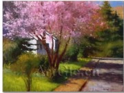 樱花树 印象风景油画 办公室油画 酒店油画 0186