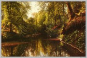 写实风景油画 客厅油画 树林河流 007