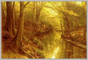 写实风景油画 客厅油画 树林河流 003