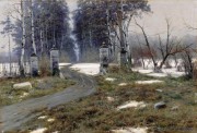 雪景 俄罗斯风景油画 古典油画 005